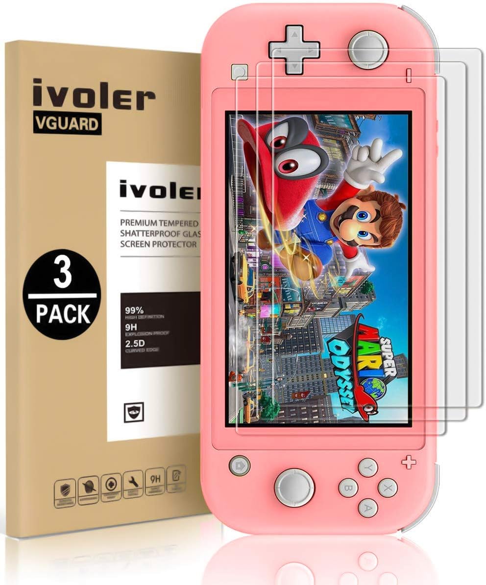 [3 Pack] Screen Protector Tempered Glass for Nintendo Switch Lite, iVoler Transparent HD,High Definition,Clear Anti-Scratch with Anti-Fingerprint Bubble-Free Fit Switch Lite 2019