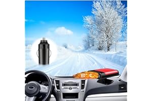 CIMIKY Car Heater, 12V 150W Portable Windshield Defogger and Defroster,Car Heater That Plugs into Cigarette Lighter,2 in1 Fast Car Heater Defroster,with 360-Degree Suction Holder (Red)
