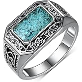 Zaruiqun Turquoise Ring for Men 925 Sterling Silver Celtic Mens Ring Vintage Thumb Rings Turquoise Jewelry for Men