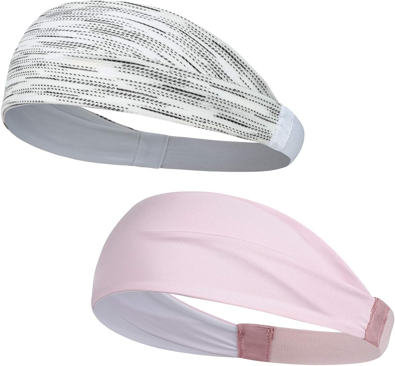 AYPOW 2 Pack Unisex Sports Headband, Running Headband Elastic Athletic Hairband Non-slip Moisture Wicking Wide Hair Band Work-Out Head Wrap Basketball Yoga Fitness Bike Helmet Cycling SweatBand