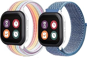 BXKM 2 Pack Nylon Bands Compatible with Gizmo Watch 3 2 1/Gabb Watch 3 2 1/SyncUP Watch,Cosmo JrTrack 3/2 SE/2/JrTrack Band for kids,20mm Kid's Size Soft Breathable Hook & Loop Watch Band for Boys & Girls