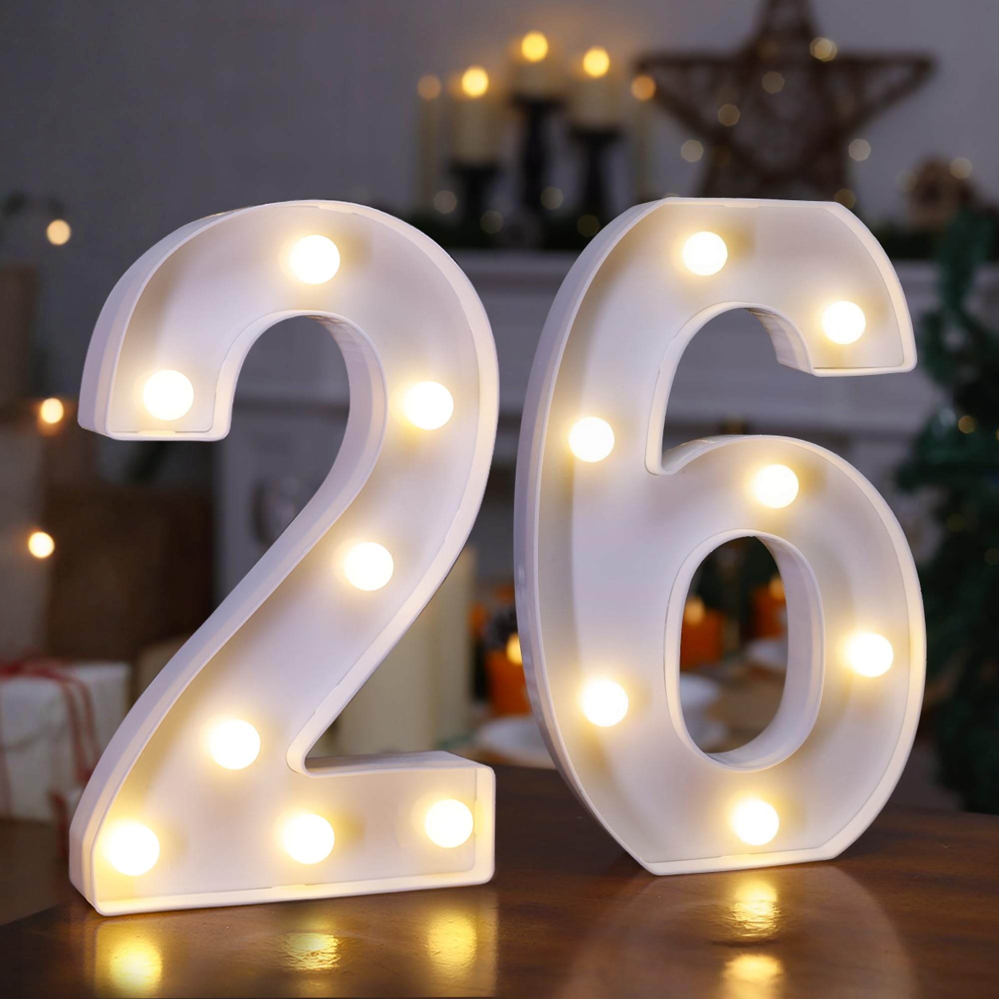 Photo 1 of 26th Birthday Decoration Light Up Letters, Battery Powered LED Numbers Marquee Number Sign for 26th Party Home Decor Night Light