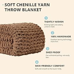 L'AGRATY Chunky Knit Blanket Throw - Soft Chenille