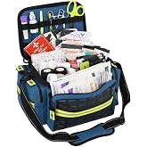 Lightning X Products Mid-Sized First Responder EMT Bag | LXMB25 Fully Stocked Aid Kit w/ 200+ BLS Supplies - Blue