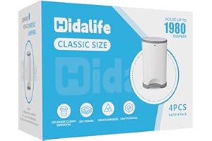 HIDALIFE Refills Compatible with Dekor Classic Diaper Pails, Disposable Diaper Trash Bags, Extra Thick Diaper Pail Refill Liners, Hold Up to 1980 Diapers (4 Pack)