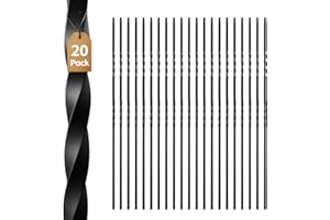 IRIISY 20 Pack Iron Balusters for Staircase Interior, Stair Balusters 44" Black Double Twist Iron Metal Balusters Stair Spindles for Staircase Decks Balusters Satin Railing Indoor Outdoor