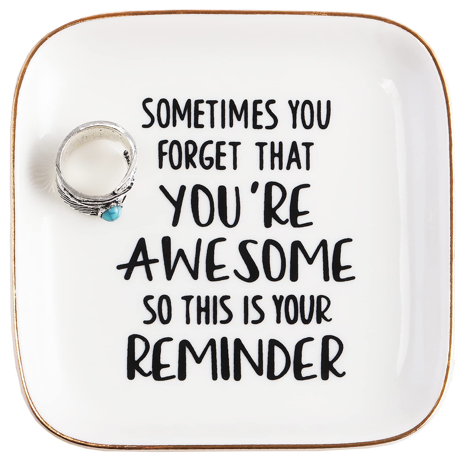 PUDDING CABIN Inspirational Gifts for Women Ring Dish You're Awesome So This is Your Remind Birthday Gifts for Women Unique, Friends Gifts for Her Mom Sister Coworker