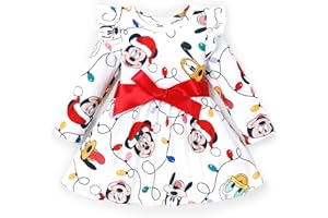 Disney Princess Frozen Elsa Minnie Mickey Stitch Ruffle Sleeve Dress A Line Long Sleeve Kids Clothes Baby to Toddler