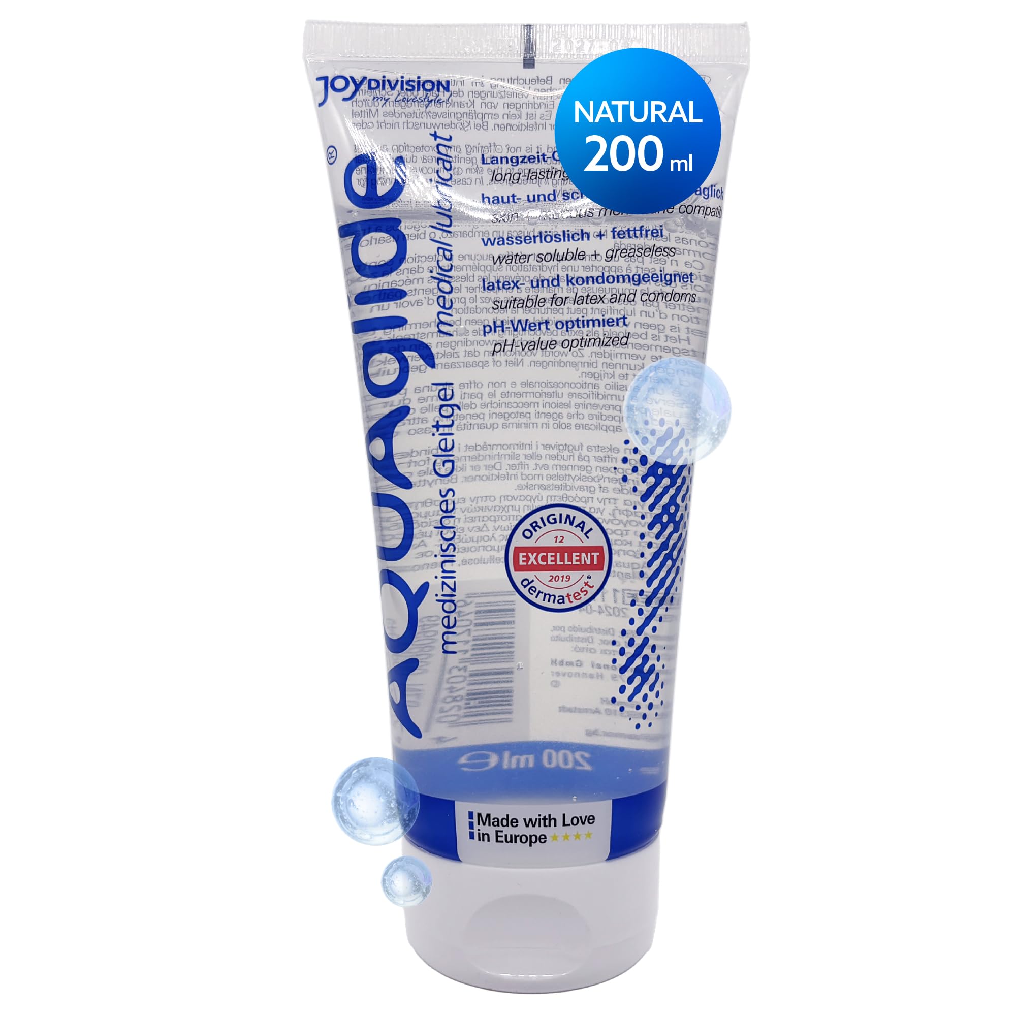 Joydivision Original AQUAglide 200 ml Lubricant Natural, Crystal Clear & Vegan, pH-Optimized and Latex Condom Compatible — image 1