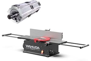 Wahuda Tools Jointer - 10-inch Benchtop Wood Jointer, Spiral Cutterhead Portable Jointer, Cast Iron Tables w/Pull Out Extensions, 4-Sided Carbide Tips & 12amp Motor, Woodworking Tools (50110CC-WHD)