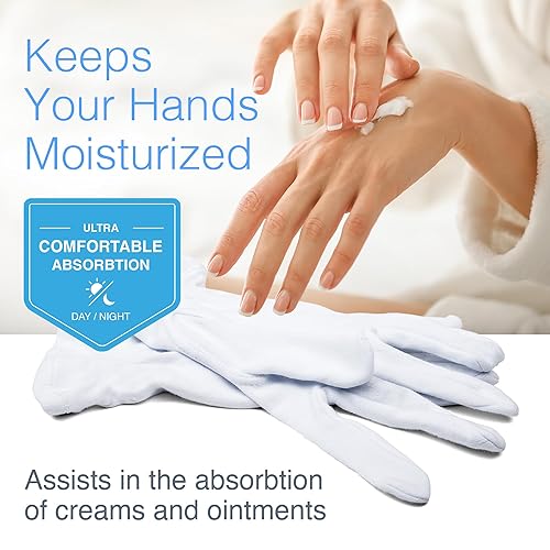 CARA Moisturizing Eczema Cotton Gloves, Large, 24 Pair in Oman