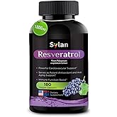 SYLAN Resveratrol Supplement, 1000mg, 180 Veggie Capsules, Antioxidant, Supports Heart, Joint, Brain, Immune Health & Anti-Aging, Non-GMO, Made in USA, Resveratrol 500mg Powder per Capsul