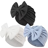 AQOKKA Newborn Baby Girl Hats with Bow Toddler Infant Beanie Cap Newborn Hospital Hats for Baby Girl Kid 0-12 Months