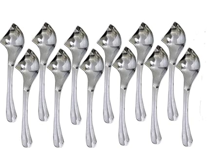 Dynore Stainless Steel Dessert Spoon Set, Set of 12, Silver