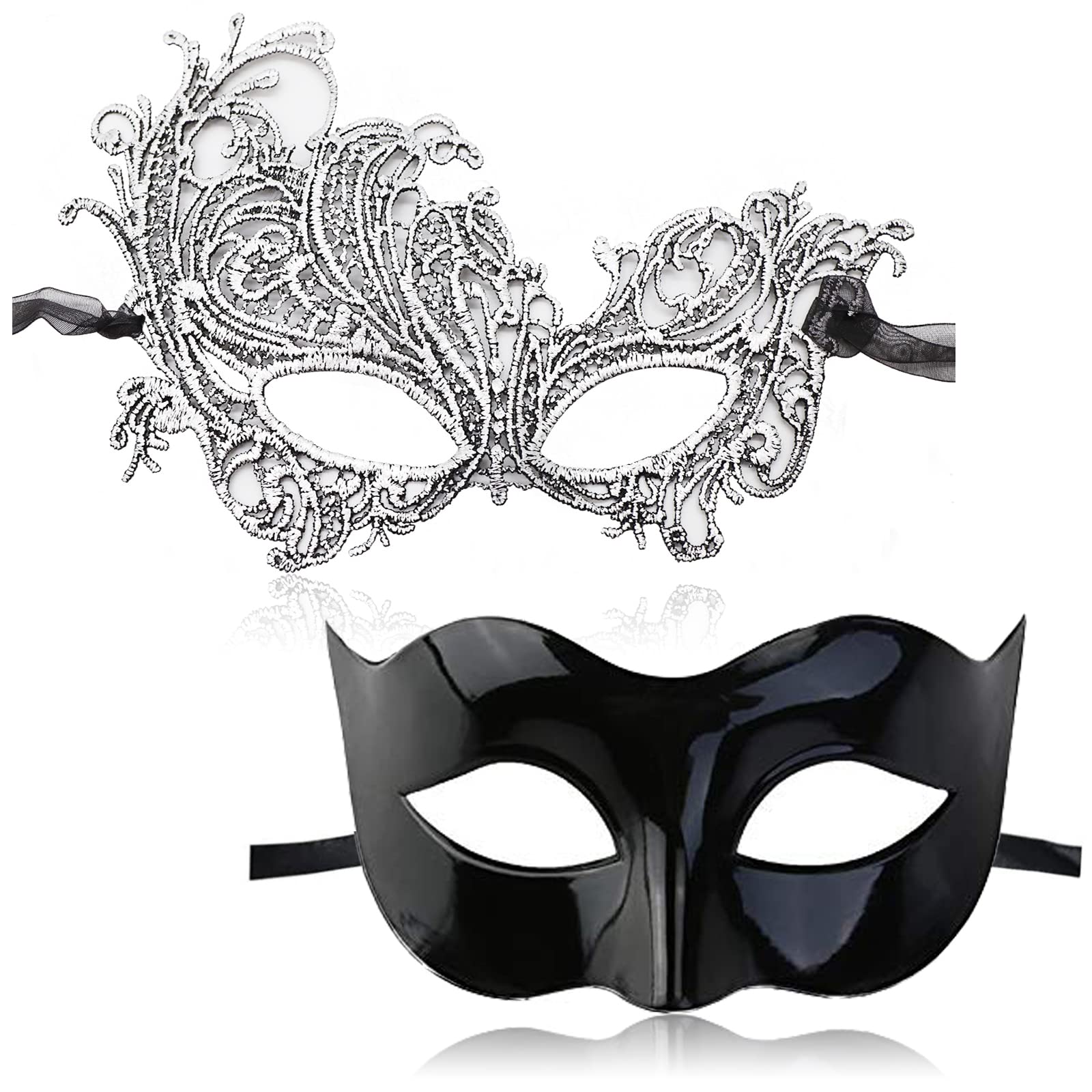 Masquerade Mask for Couples, 2 PCS Couple's Venetian Masks Set, Masquerade Ball Masks, Venetian Mardi Gras Prom Mask for Women Men