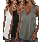 KKJ 3 Pack Womens Tank Tops 2026 Spring Summer Vacation Outfits V Neck Loose Sleeveless Blouse Casual Shirts Fashion Clothes