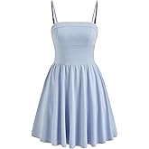 CIDER Women's Mini Gingham Dress Sleeveless Spaghetti Strap Knit Sundress with Pockets Summer Flowy Dresses Lounge