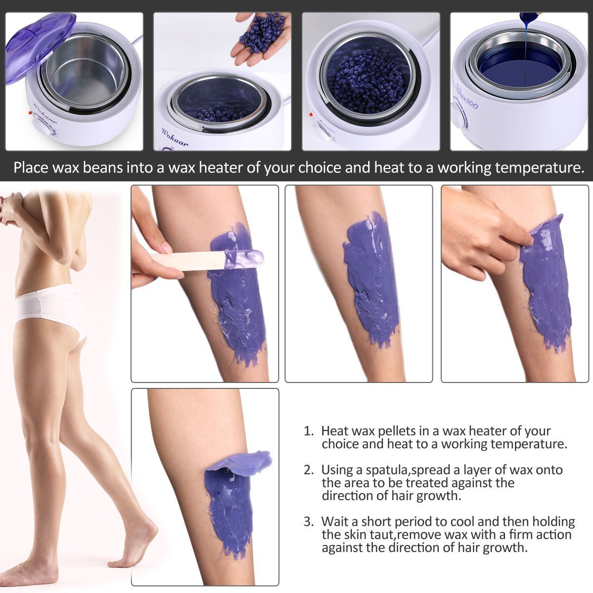 Wax Warmer Electric Wax Heater Hair Removal Waxing Kit with 4 Different Flavors Hard Wax Beans+