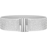 Womens Wide Elastic Waist Cinch Belt - Stretchy Vintage Trimmer Belt for Dresses