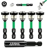 6pcs Drywall Screw Setter Set, 1/4" Hex Adjustable Depth Positioning Bits with 60mm Magnetic Bit Holder Extension Bar, Magnetic Positioning Screwdriver Bits, for Sheetrock and Plasterboard Screws