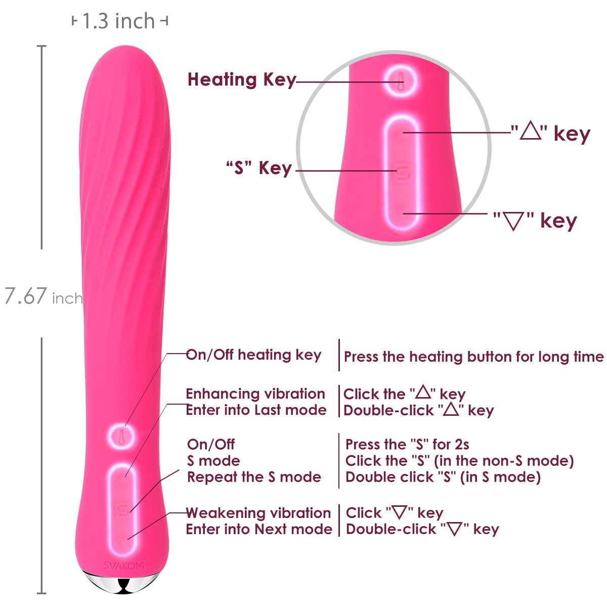 SVAKOM Anya Intelligent Vibrator Sex Toy Waterproof Rechargeable Stimulator Massager Powerful with Heating Function for Women (Plum Red)