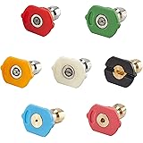 Raincovo Pressure Washer Nozzles Tips Set, 5 Degrees Nozzles with 2 Second Story Nozzles, 1/4 Inch Quick Connect, 7 Pack, Ori