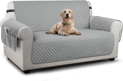 TAOCOCO Sofa 2 Seater Cover with Storage Pockets Anti Slip Pale Grey