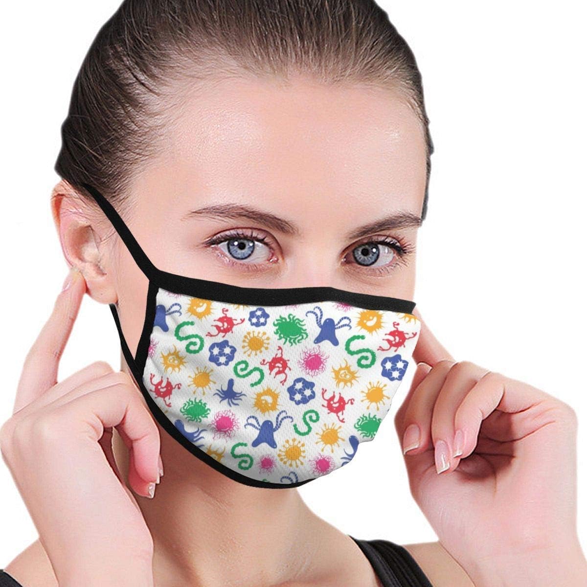 Colorful Microbes and Bacteries Anti Air Dust Mask Washable Masks Windproof Motorcycle Face Masks