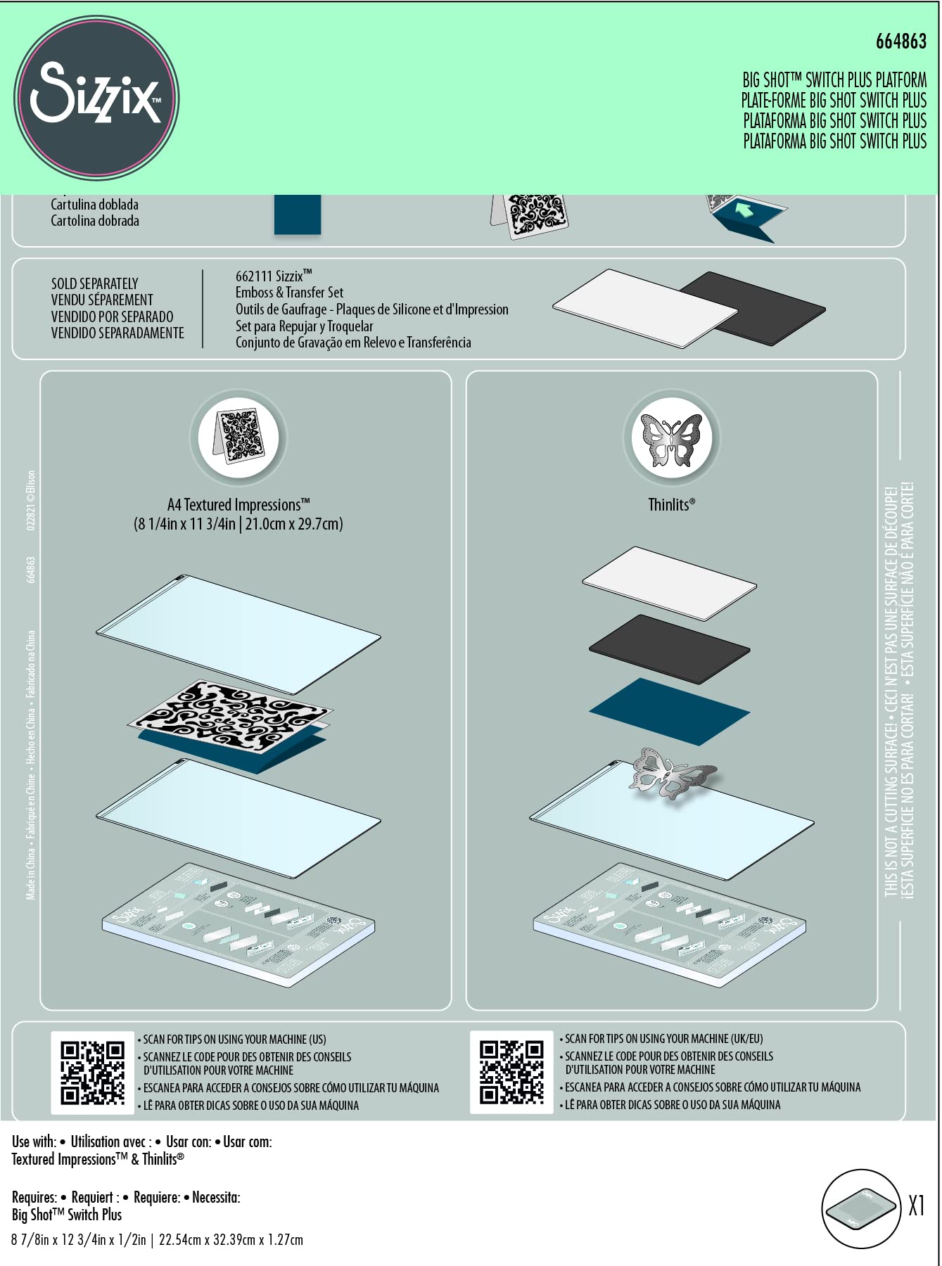 Sizzix Big Shot Switch Plus Accessory Platform, Standard - Polypropylene, Multicolor, One Size