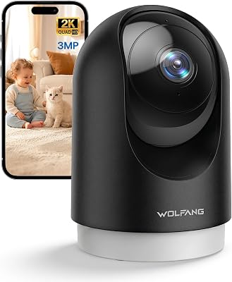 Camera Interieur 2K WiFi, Caméra Intérieure 360° PTZ avec Suivi Automatique, Vision Nocturne & Audio Bidirectionnel, Babyphone avec Caméra, Compatible Alexa & Google Home