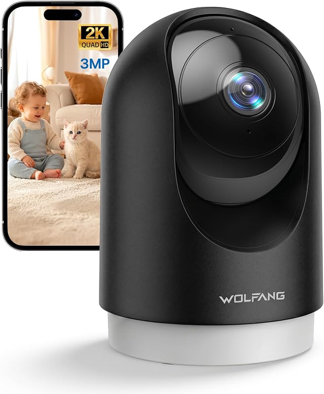 Überwachungskamera Innen 2K, WLAN Kamera Innen mit 360° PTZ, Auto-Tracking & Nachtsicht, Hundekamera mit 2-Wege-Audio, Kompatibel mit Alexa & Google Home