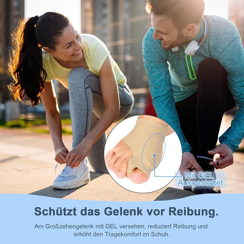 Zehenspreizer Socken mit Weichen Gel-Pads, 2er Set für Zehen und Ballen, Bequeme Bandage für Vorfuß, Atmungsaktiv und Komfortabel, Für Damen und Herren (35-45 M, Haut)