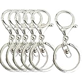 25sets Lobster Claw Clasps Hook with Flat Split Keychain Ring Little Lobster Clasp for DIY Craft Jewelry Making Jump Rings (Silver)