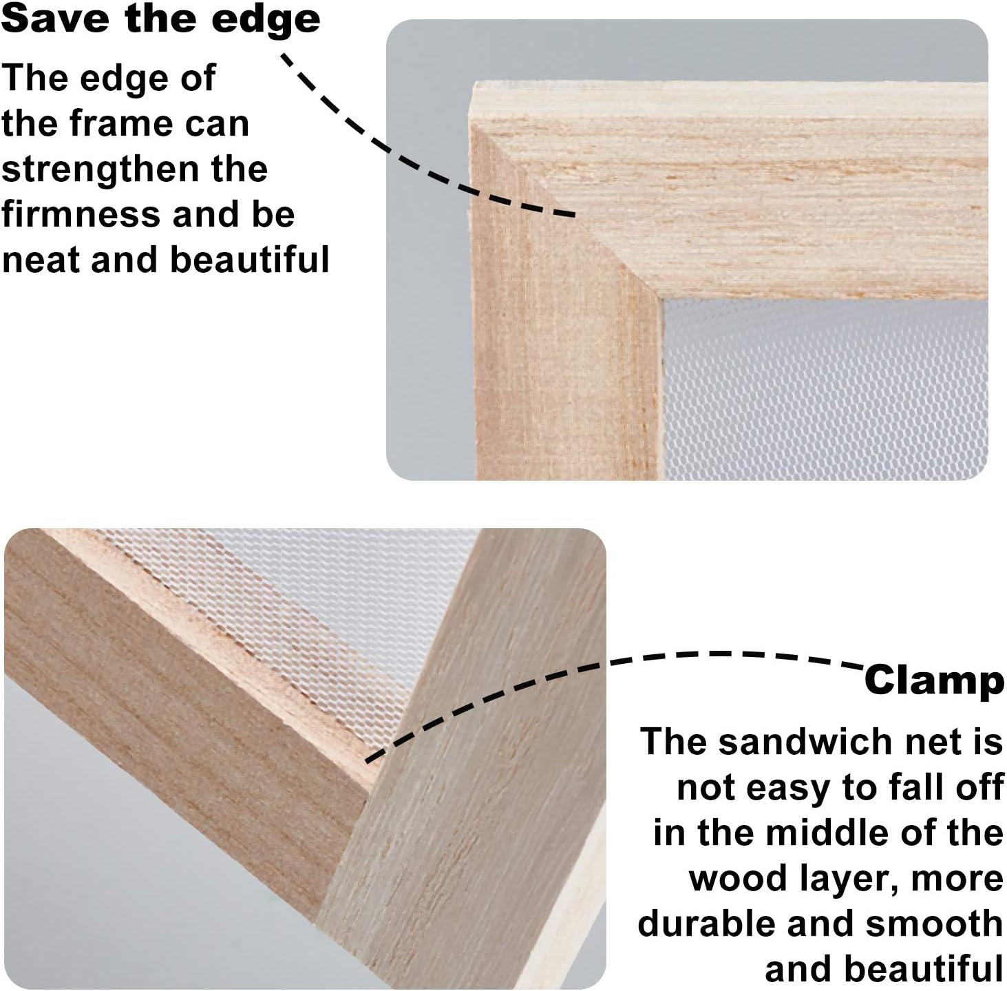 SUPERFINDINGS 3Pcs Wood Paper Making Frame 20x20cm Paper Making Screen Kit Burly Wood Ancient Square Paper Making Moulds Frame Screen Tools Printing Frame for DIY Paper Craft Handmade - Image 4