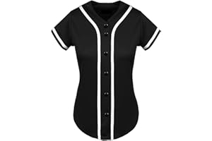 SPTEHW Womens Baseball Jersey Blank Button Down Softball Jersey Hip Hop Hipster Short Sleeve Sports Uniform