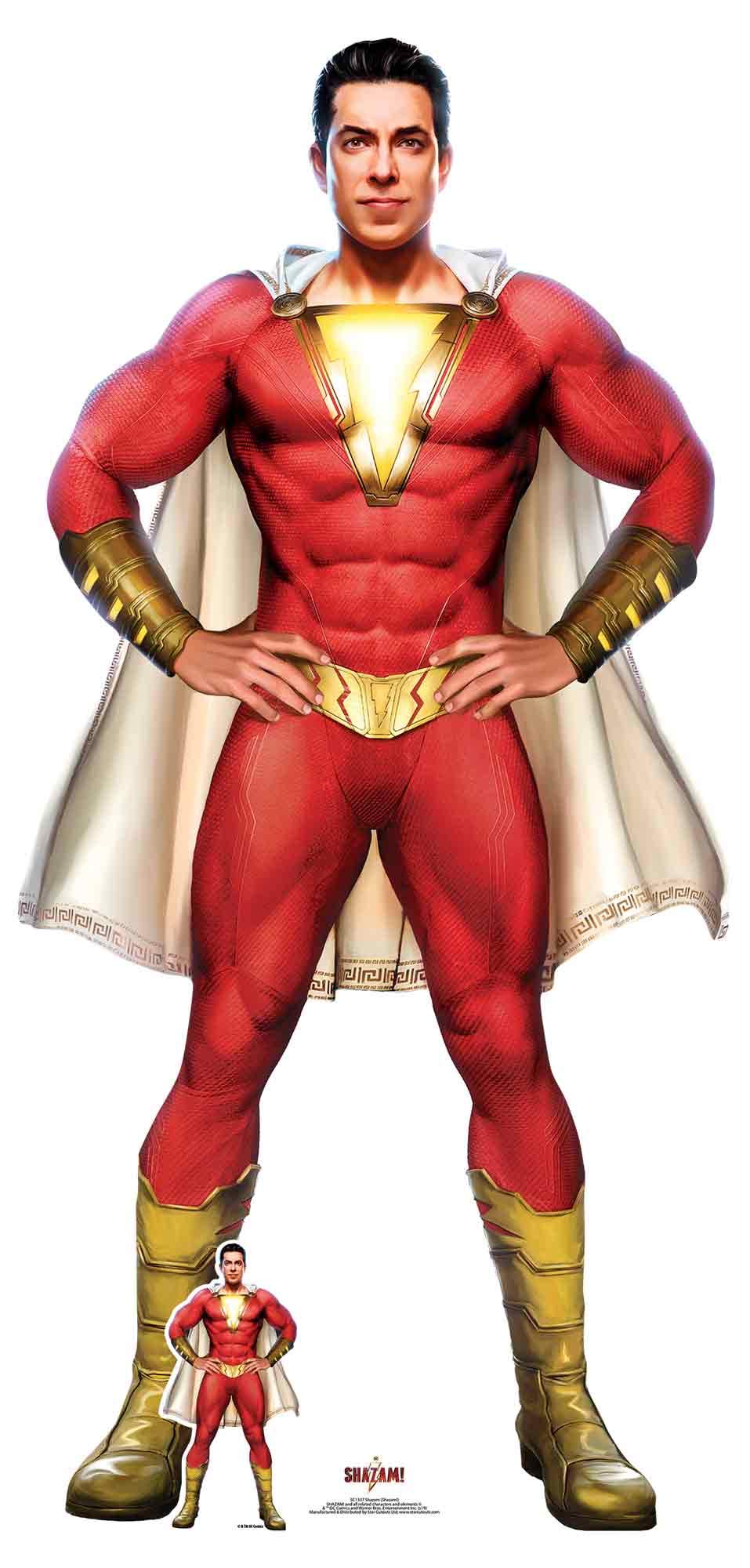 Star Cutouts Ltd SC1337 Shazam Cape Stylised (Zachary Levi) Lifesize Cardboard Cutout 190cm Tall 104cm Wide, Solid, Multicolour, Regular