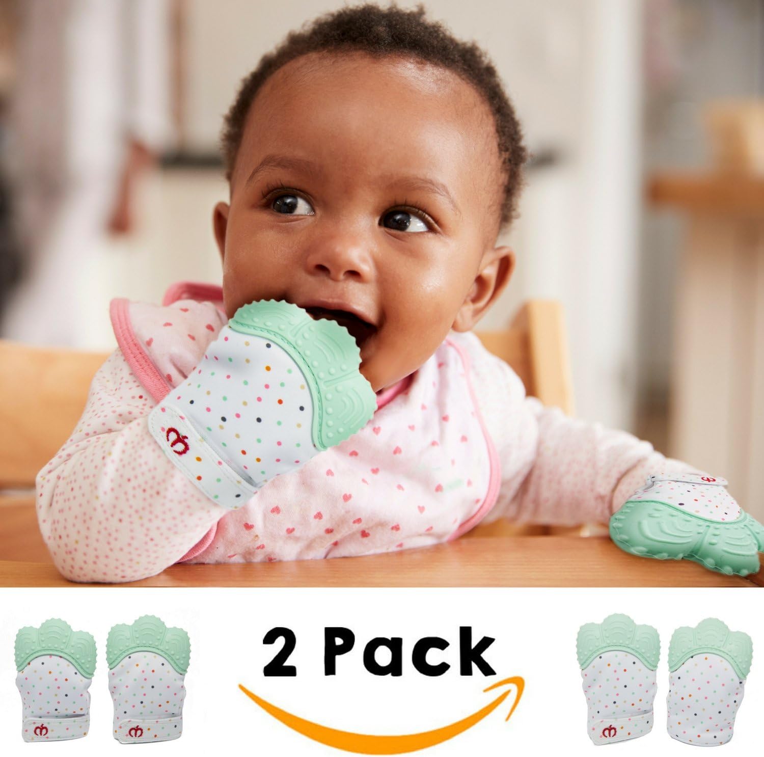 Pumpkin Baby Teething Gloves | 2 PACK | Best Self Soothing Baby Teether Toy | Pair of Hand Mitts/Mittens | Pain Relief for Sore Gums | BPA Free Silicone | Suitable for 3-12 Months | Suitable for 6 months | Instantly Less Irritable Happy Content Baby