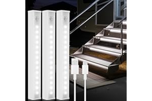 cambk 3 Pcs Rechargeable RV Step Lights, Magnetic Motion Sensor Travel Trailer Steps Light, LED Outside Night Lighting RV Camping Accessories for Trailers, Motorthome, Camper