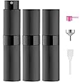 LISAPACK Perfume Travel Refillable Bottle: Atomizer Cologne Spray for Men Portable - Mini Sprayer Empty for Refill - Small Size Black 8ML Striped