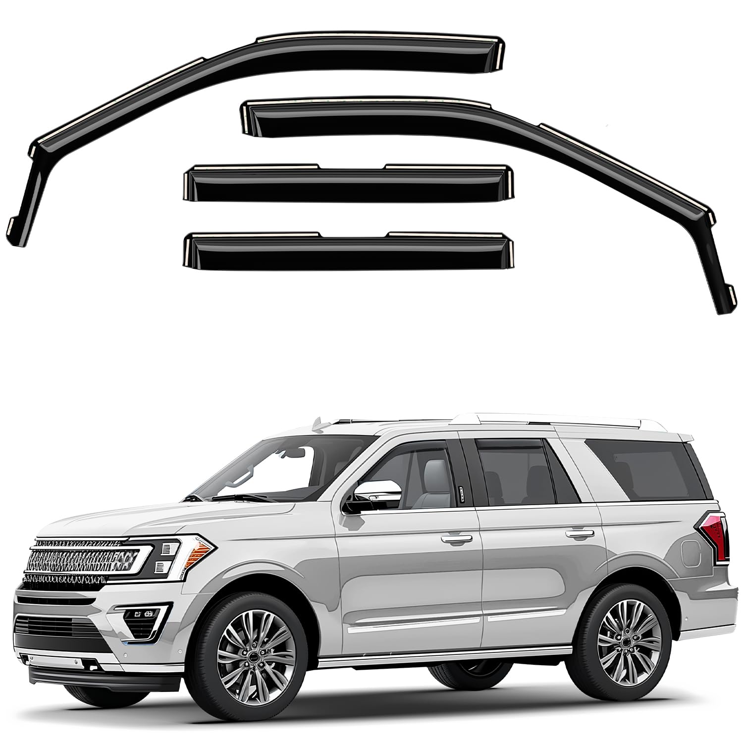 Photo 1 of Window Deflectors Smoke Tinted in-Channel Side Window Vent Visor Deflectors Rain Guards Compatible with Expedition 2018-2024 - 4pcs. GW0182