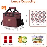 Lifewit Lunch Bag 9L Insulated Cooler 12 Cans Burgundy view 4