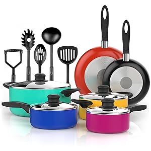 Vremi 15 Piece Nonstick Cookware Set for Glass Top Stoves
