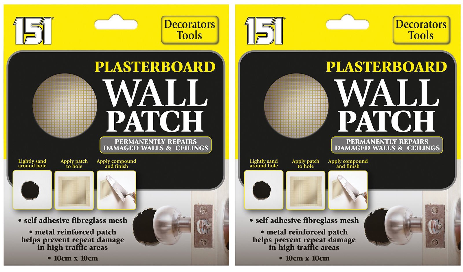 2 x 151 Plasterboard Wall Patch Repairs Damaged Walls & Ceilings