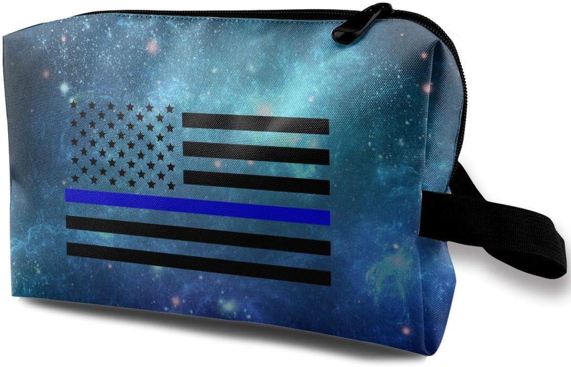 Thin Blue Line USA Flag Travel Bag Multifunction Portable Toiletry Bag Organizer Storage