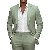 Mens Suit 2 Piece Slim Fit Suits for Men Peak Lapel 1 Button Suit Formal Wedding Prom Groom Blazer Pant Tuxedo