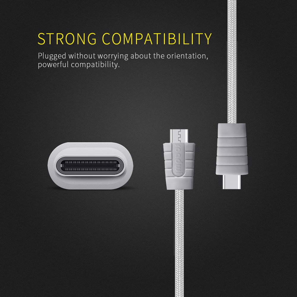 (2-Pack 3.3FT) USB Typ C Kabel, Roadwi USB 3.0 auf USB C-Kabel Nylon-Flechtschnur für Samsung Galaxy Note 8 S8, Google Pixel 2 XL, Moto ZZ2, LG V30 G5 G6 V20 Nintendo Switch Mehr (Grau)