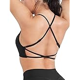 HIGORUN Seamless Sports Bras for Women Backless Padded Workout Bra High Neck Medium Support Strappy Gym Yoga Crop Tank Top