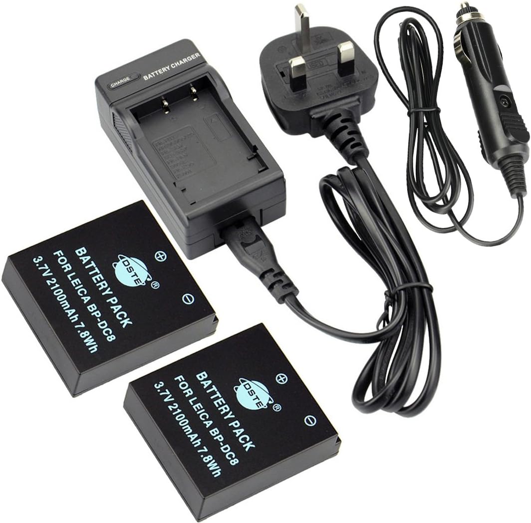 DSTE® 2x BP-DC8 Rechargeable Li-ion Battery + DC29U Travel and Car Charger Adapter for Leica X-Vario MINI-M X-typ113 X1 X2 Digital Camera as BP-DC08