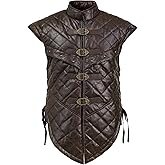 HiiFeuer Medieval Suede Sleeveless Vest, Adjustable Buckle Renaissance Costume Tunic, Pirate Cosplay Knight Body Armor