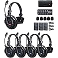 SYNCO XTalk X5 2.4GHz Wireless Headset Intercom System 5 Person Team Communication with Noise Cancellation Hardcase Single Ear 400m Operating Range for Movie Shoot Live Show Stage Performance